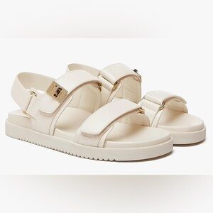 Rihero Women's Flat Sandals Comfort Adjustable Double Strap Slip on Leather